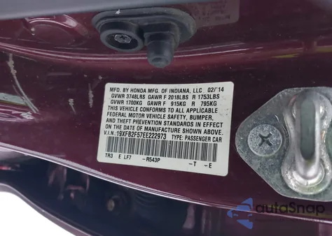 2014 Honda Civic Lx from USA, damaged, VIN 19XFB2F57EE222973